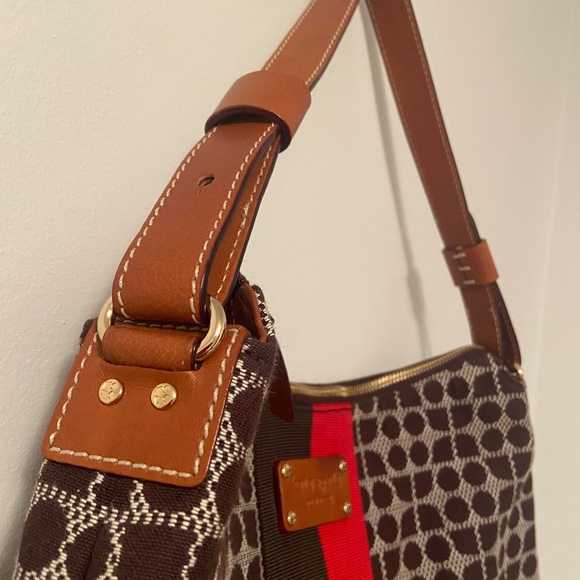 VTG Y2K KATE SPADE MONOGRAM STRIPED HOBO SHOULDER CANVAS OFFICE BAG - Picture 7 of 10